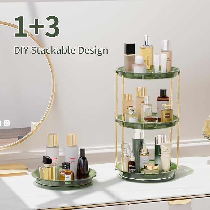 Rotating Makeup Organizer, Perfume Skincare Holder, 2 Tier 9 Inch, Green | 360° Smooth Spinning Vanity Tray, Large Capacity, Space-Saving Cosmetics Storage for Bathroom Countertop, Dresser - Image 7