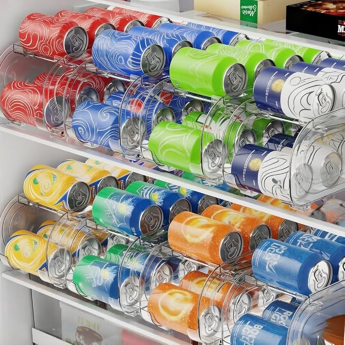 2 Pack Auto-Rolling Soda Can Organizer for Refrigerator/Fridge, Upgraded Soda Can Dispenser & Holder for Pantry Storage 10 Standard Size 12oz/ 11.2oz/ 355ml/ 330ml Drink Short Cans (Clear) - Image 6