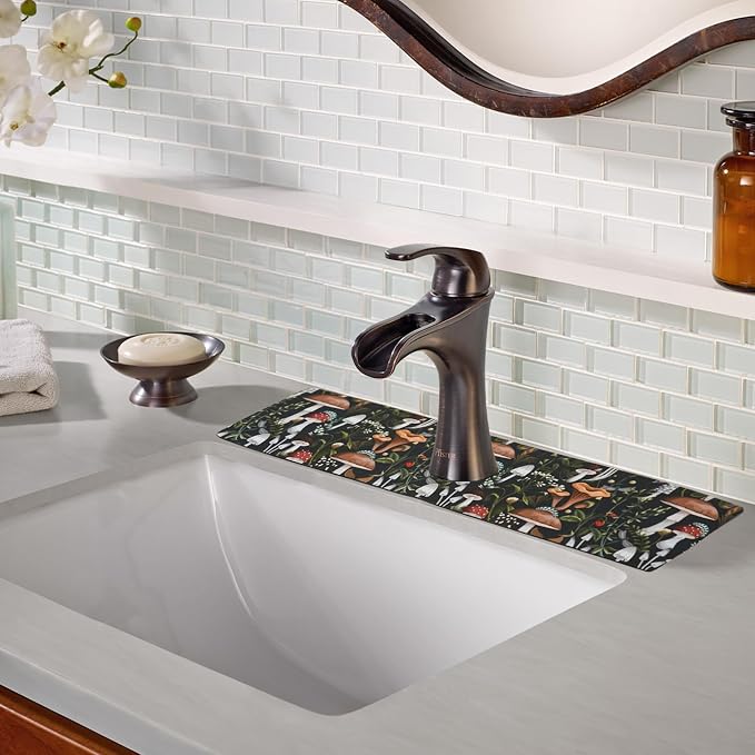 Sink Faucet Absorbing Mat, 2 Pack Drying Mat Around Faucet Sink Splash Guard Behind Faucet Sinkmat For Kitchen Bathroom Island Rv 24 * 5.5 Inch (60 * 14 cm) - Image 3
