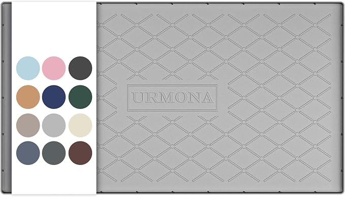 URMONA 40" x 22" Waterproof Silicone Mat in Multiple Sizes & Colors, Under Sink Mat for Kitchen & Bathroom, Pet Food Pad for Dogs & Cats, Kitchen Cabinet Liner, Multi-Purpose for Storage(Light Grey) by URMONA