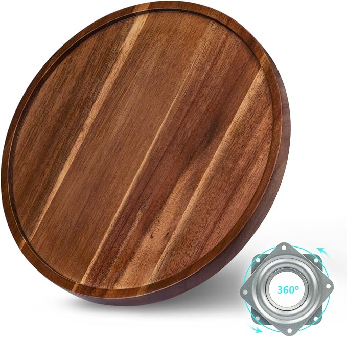 ANBOXIT Lazy Susan Organizer for Table, 10 Inch Wooden Lazy Susan Turntable | for Cabinet, Acacia Wood Turntable Kitchen Spice Rack (1 Pack) by ANBOXIT