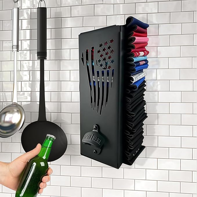 2 in 1 Metal Can Cooler Holder with Bottle Opener - Wall Mount, Compatible with Standard Can Cooler, Beer Sleeves Organizer and Dispenser for Home Family Bar - Image 5