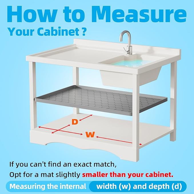 Winisok Waterproof Under Sink Mat 40" x 19", Silicone Mat, Light Gray | Raised Edge Traps Spills & Leaks, Shelf Liner, Cabinet Protector, for Kitchen, Bathroom, Boots, Pets, Home Essentials - Image 6