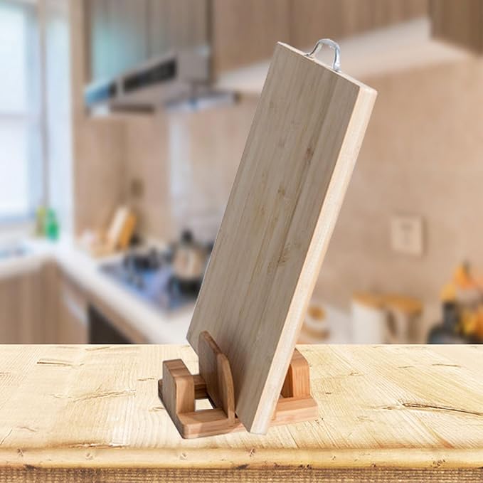 Bamboo Cutting Chopping Board Holder Stand Pot Lid Organizer | Small Cutting Board Rack for Countertop, Tabletop Knife Holder for Kitchen - Image 3