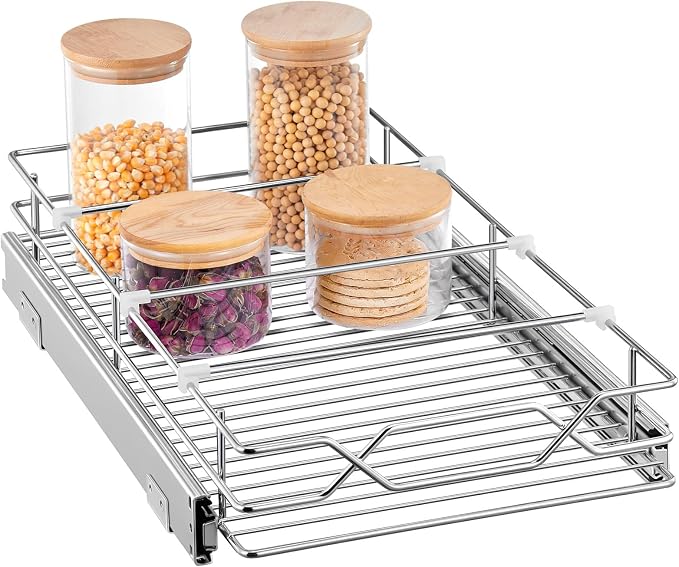 FOHERE Pull Out Cabinet Organizer 11.6" x 21" D Heavy Duty Pull Out Drawers | Smooth Sliding Under Cabinet Shelves for Pots and Pans, Slide Out Drawers For Kitchen Organizers and Storage, for Pantry by HOME