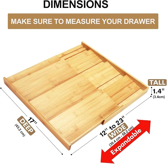 Bamboo Spice Drawer Organizer, 4-Tier Spice Rack for Cabinet | 12"-23" Expandable,No Assembly,Seasoning Storage Insert,(Need 3.1” Deep Drawer) Spice Organizer for Drawer,Jars Not Included - Image 2