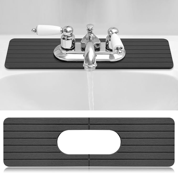 Teenyyou an Oval Hole Gray Faucet Mat Kitchen Sink 17.32" x 4.6" | Bathroom Faucet Absorbent Mat,Diatomite Splash Guard,Quick Drying Drip Catcher,Hole 6.22 " x 2.28" by Teenyyou