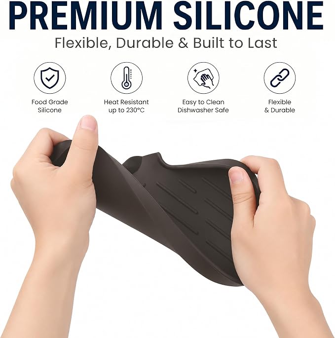 MicoYang Silicone Soap Dish with Drain Spout — Self-Draining Sink Organizer Tray for Bathroom & Kitchen, Sponges, Dispensers & Soap Holder, Non-Slip & Dishwasher Safe, Coffee (Medium, 9.6"×5.3") - Image 8