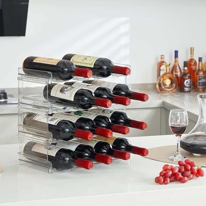 Lifewit Stackable Water Bottle Organizer for Cabinet, Plastic Bottle Holder Fits Bottles/Tumblers up to 3.8" Diameter for Pantry/Countertop, 4 Tier Holds 16 Bottles 41 x 20 x 34 cm/16 x 8 x 13.4 - Image 9
