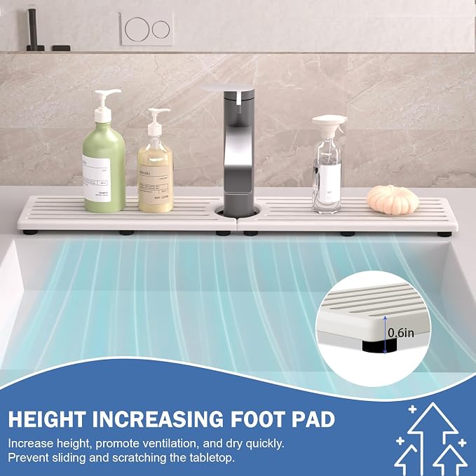 Kitchen Faucet Mat, Diatomite Sink Faucet Mat Splash Guard for Kitchen, Water Absorbing Stone Tray for Sink, Quick Drying Faucet Mat for Kitchen Sink, Absorbent Stone Drying Tray for Bathroom Counter - Image 9