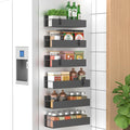 Metal Magnetic Spice Rack for Refrigerator Dark Gray, 6 Pack | Magnetic Shelves Heavy Duty for Fridge in Kitchen, Seasoning Storage Organizer, For Oven Washer and Dryer, For Heavier Items by HuggieGems