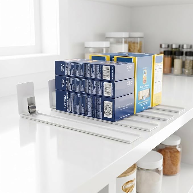 Homoyoyo Automatic Shelf Pusher for Supermarket and Convenience Store Adjustable Beverage Organizer with Integrated Rail Design 4-Pack Easy Installation Drink Display Pushers 8.26X2.95X1.57In - Image 3