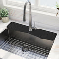 Faucet Mat for Kitchen Sink – 24” x 5.1” Extra-Long Silicone Splash Guard with 10° Slope & Upgraded Drainage – Gen 3 Sink Water Catcher & Sponge Holder for Kitchen, Bathroom (Black) by Meiliweser