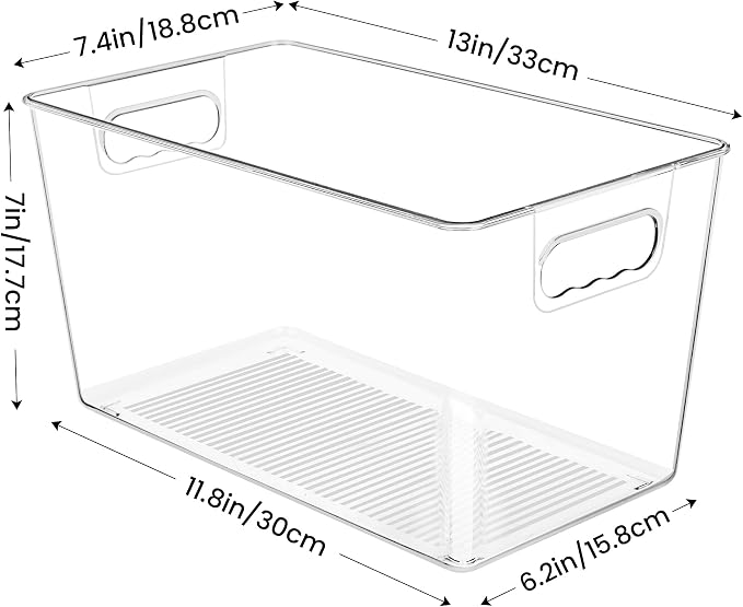 YIHONG Clear Plastic Storage Bins, 16 Pack Pantry Organizer Bins with Handle for Kitchen, Freezer,Cabinet,Closet Organization and Storage(XL) - Image 2
