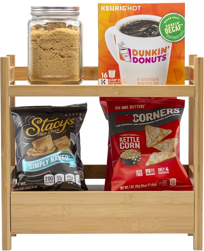 Sorbus 2-Tier Bamboo Countertop Shelf with Hidden Drawer for Vanity, Matcha Shelf, Bathroom Storage Cabinet, Under Sink Organizer, Bathroom Storage, Matcha Station Shelf (13″ L x 6.5″ W x 12.6″ H) - Image 8