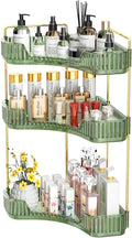 GTI 3-Tier Corner Bathroom Counter Organizer, Large Capacity Makeup Organizer Countertop, Perfume Cosmetics Skincare Vanity Organizers, Exquisite Countertop Storage for Women (Green) by GTI