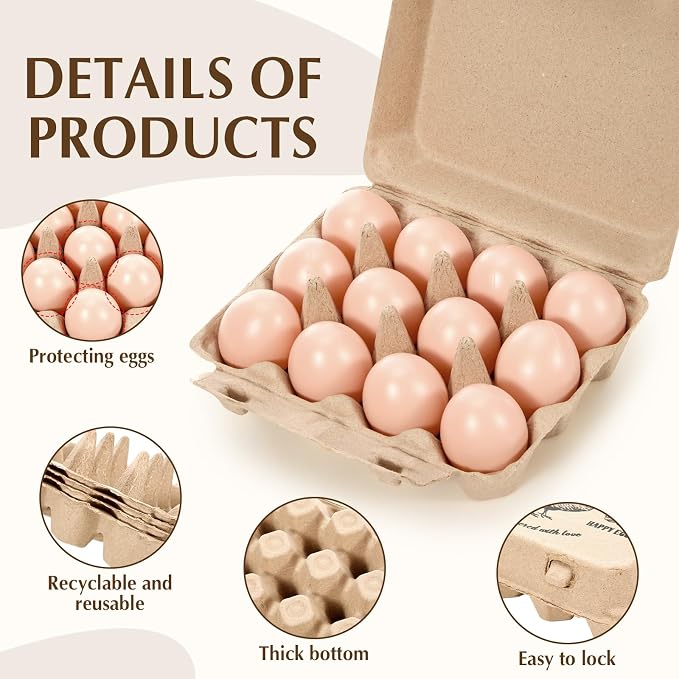36 Pack Egg Cartons Bulk 3x4 12-Egg Paper Pulp with Label Cards | Empty Holders for Farm Fresh Produce, Vintage Style, Instruction Cards Jute Rope, Supermarkets Kitchen, Blank Customizable - Image 3