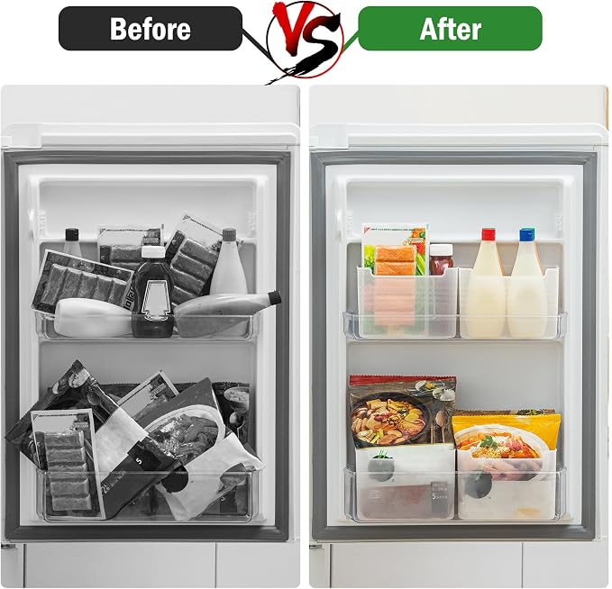 Refrigerator Organizer Box, Fridge Side Door Storage Containers Plastic Translucent Pack of 4 - Image 3