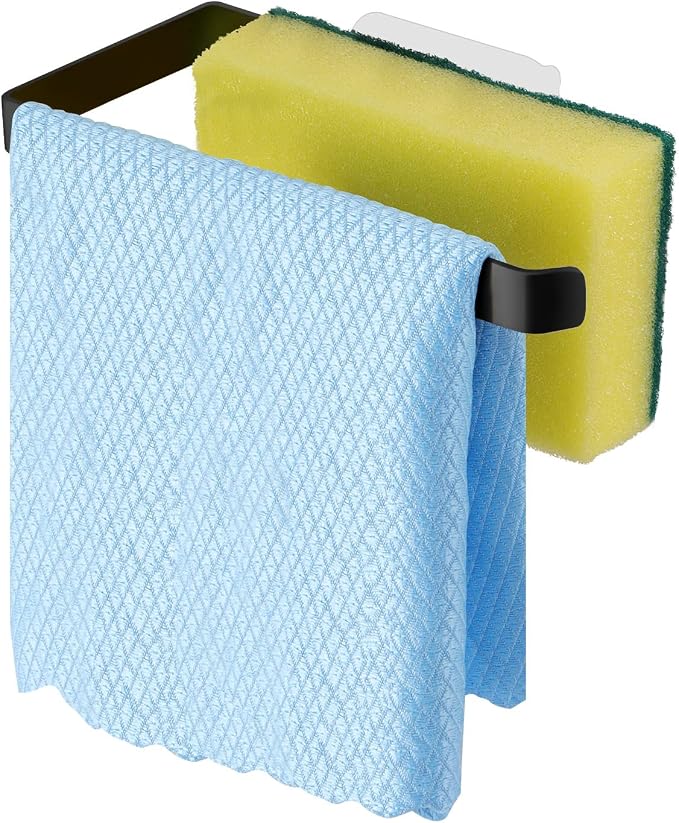 GAViA Sponge Holder for Kitchen Sink, Removable Stainless Steel Sink Caddy | Black Sponge Holder, Rustproof Brush Holder,Self-Draining Sink Organizer Rack,Inside Sink, Wall-Mounted, No Drilling by gaviallc