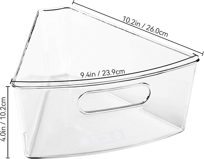 Oubonun Lazy Susan Cabinet Organizer Bins for Kitchen 6 Pack, 1/8 Wedge | For 26 4" Deep Wedge Bins with Handles and Matte Non-Slip Bottoms, Pantry Items Organized, Food Safe BAP-Free Plastic - Image 7
