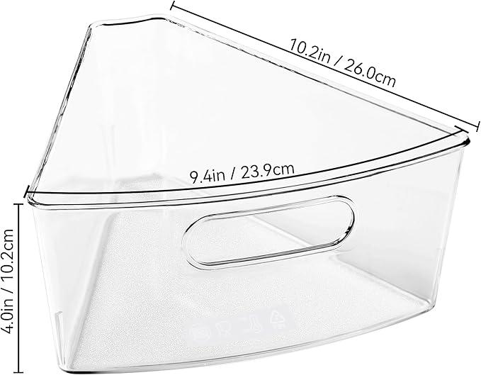 Oubonun Lazy Susan Cabinet Organizer Bins for Kitchen 4 Pack, 1/8 Wedge | For 26 4" Deep Wedge Bins with Handles and Matte Non-Slip Bottoms, Pantry Items Organized, Food Safe BAP-Free Plastic - Image 7