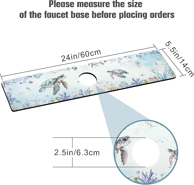 Sink Faucet Absorbing Mat, 2 Pack Drying Mat Around Faucet Sink Splash Guard Behind Faucet Sinkmat For Kitchen Bathroom Island Rv 24 * 5.5 Inch (60 * 14 cm) - Image 2