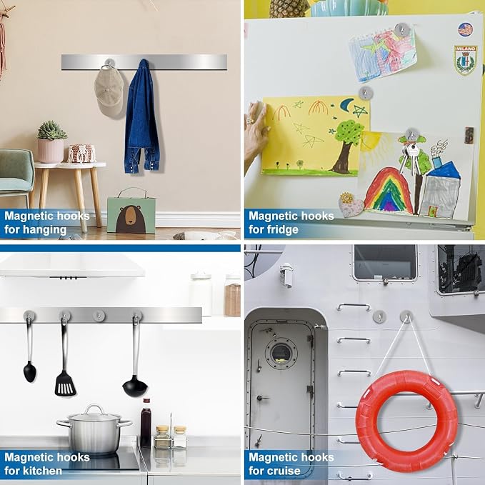 LOVIMAG Magnetic Hooks, Cruise Essentials 2026, 45 Pack-50LBS | Heavy Duty Strong Magnet Hook for Cruise Cabin, Refrigerator Fridge, Ship, Classroom, Kitchen Grills, Silver - Image 6