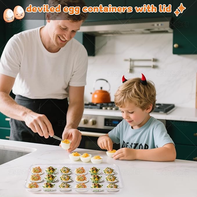 Egg holder for fridge - deviled egg containers with lid, Clear Stackable Plastic Egg Holder, Space-Saving 18 Egg refrigerator Organizer (Clear, Pack of 01) - Image 6