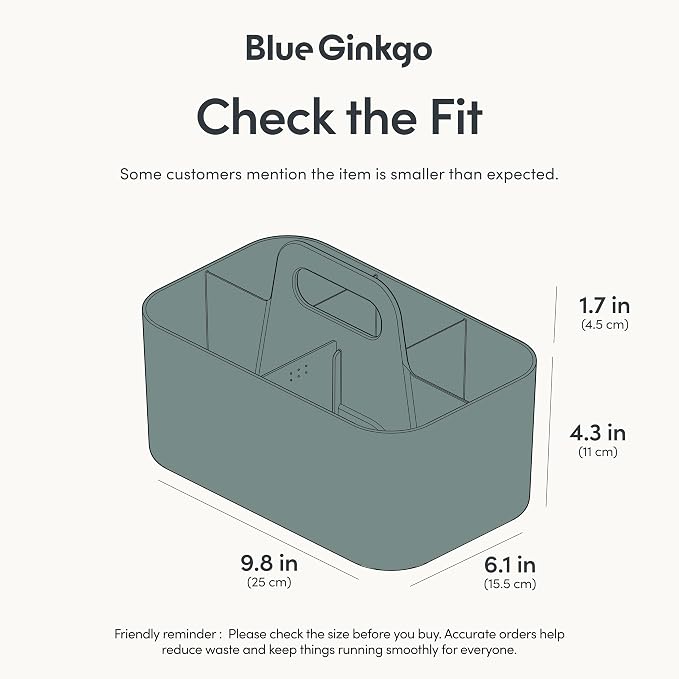 BLUE GINKGO Stackable Organizer Caddy, Rectangle, Green, Made in Korea | Portable. Adjustable. Home, Office & School Storage. - Image 3