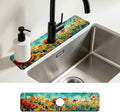 Kitchen Faucet Mat Floral Abstract Oil Painting Sink Splash Guard Behind Faucet Draining Mat Kitchen Accessories Non-slip Easy to Clean for Bathroom & Kitchen 24"X5.5" by Unknown