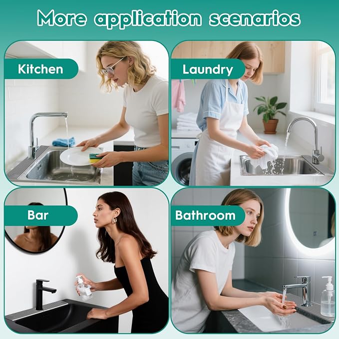 16 Inch Stone Faucet Mat for Kitchen Sink, Light Grey | Sink Splash Guard, Water Absorbing Stone Tray, Super Absorbent, Diatomite Drain Protector，for Kitchen Bathroom Counter - Image 7