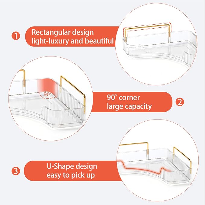 Corner Bathroom Counter Organizer Bathroom Countertop Shelf Makeup Organizer for Vanity Perfume Tray for Corner Storage (2 Tiers, White) - Image 3