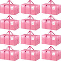 12 Pack Extra Heavy Duty Large Moving Bags with Strong Zipper, Pink | Comfortable Handles, Sturdy & Durable Clothes Storage Bags Totes Bins, Blue Packing Moving Boxes for College Supplies by Fygrip