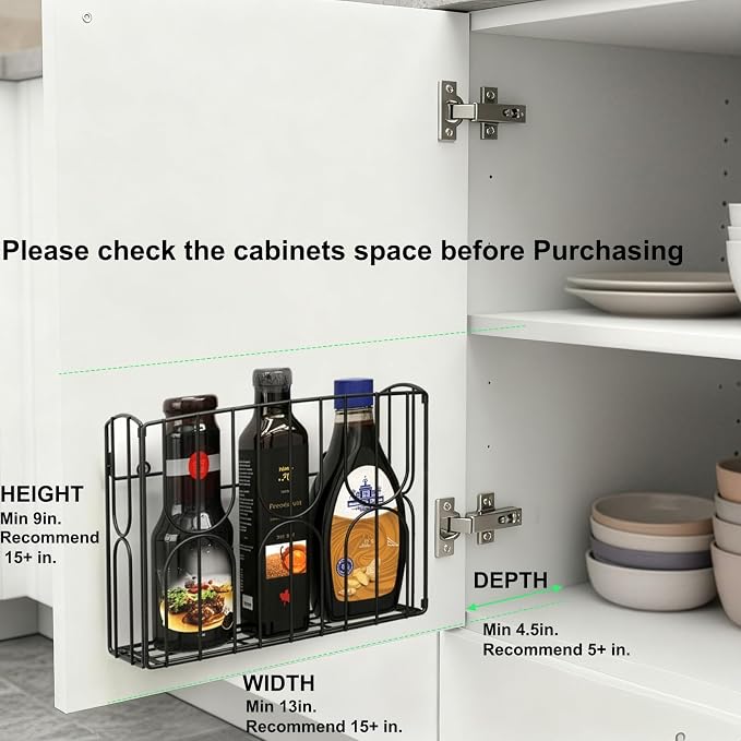 Kitchen Wrap Organizer Rack Wall Mount, Cabinet Door Storage Basket, Sturdy Metal Aluminum Foil Holder for Sandwich Bag, Wax Paper, Plastic Wrap, Food Bag, Cutting Boards, Black - Image 3
