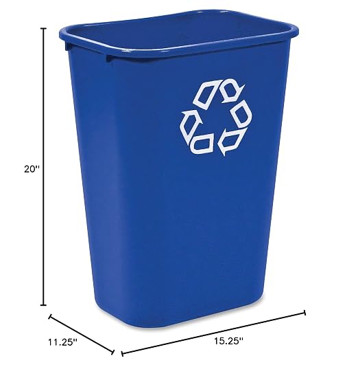 Rubbermaid Commercial Products Deskside Recycling Can, 10.25-Gallon/41-Quart, Blue Recycling Symbol, Plastic, for Bedroom/Bathroom/Office/Under Desk/Sink, Pack of 12 - Image 6