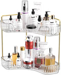GTI 2 Tier Bathroom Counter Organizer, Multi-Function Corner Bathroom Organizer Countertop,Makeup Organizer Perfume for Dresser Vanity Tray, Spice Rack Organizer for Kitchen (Clear) by GTI