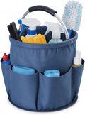 Cleaning Caddy with Handle, Large Supply Organiser 17L with 6 Pockets, Cleaning Products Organiser, Foldable Storage Basket, Portable Cleaning Caddy for Home (Blue) by Unknown