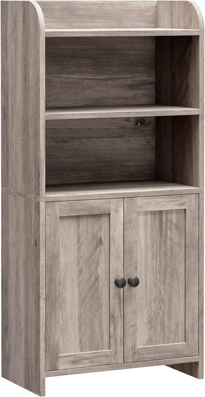 Homhedy Small Bathroom Storage Cabinet, Toilet Paper Storage Cabinet | Bathroom Floor Cabinet with Doors and Shelves, Bathroom Organizers for Small Spaces, 7.9" D x 14.6" W x 31" H, Greige - Image 8