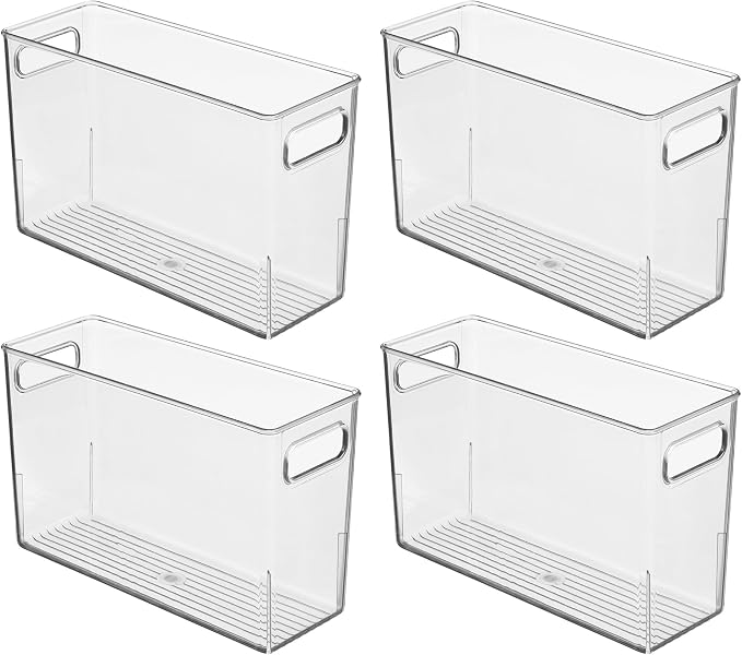 iDesign Tall Plastic Storage Bin with Handles, Set of 4, Clear | For Fridge or Freezer, Made in USA - Image 9