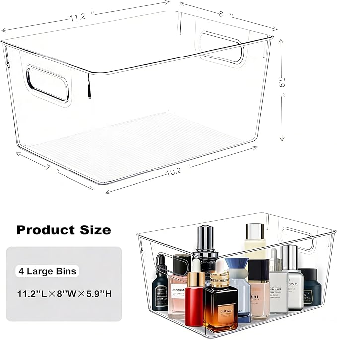 Set of 8 pantry organizers and storage, Clear Plastic Storage Bins for Kitchen Organization, Freezer Storage, Home Edit Containers (8Large) - Image 3