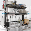 LIVOD Over The Sink Dish Drying Rack,3 Tier Adjustable Length Full Stainless Steel Large Storage Kitchen Dish Rack,for Kitchen Counter Expandable Multifunctional Organizers,Silver(25.5'' to 37.4'') by LIVOD