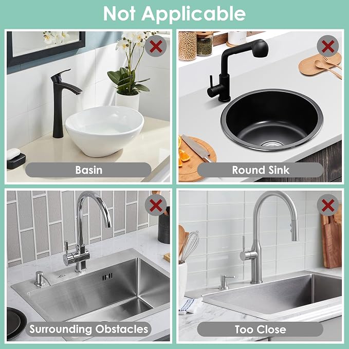 24-Inch Silicone Faucet Mat for Kitchen Sink Splash Guard, 7° Slope | 24"x5.5" water draining mat with fasten button; 1.6-2.75" customizable hole for bathroom, RV & kitchen sink drip catcher. - Image 6