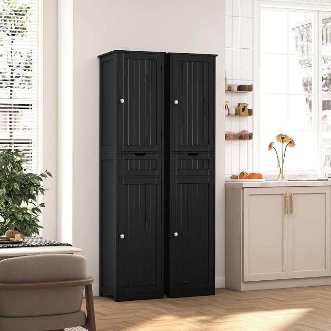 Iwell 67" H Bathroom Storage Cabinet, Tall Bathroom Cabinet | Narrow Storage Cabinet with Doors and Drawer, Adjustable Shelves, Floor Cabinet for Bathroom, Living Room, Kitchen - Image 8
