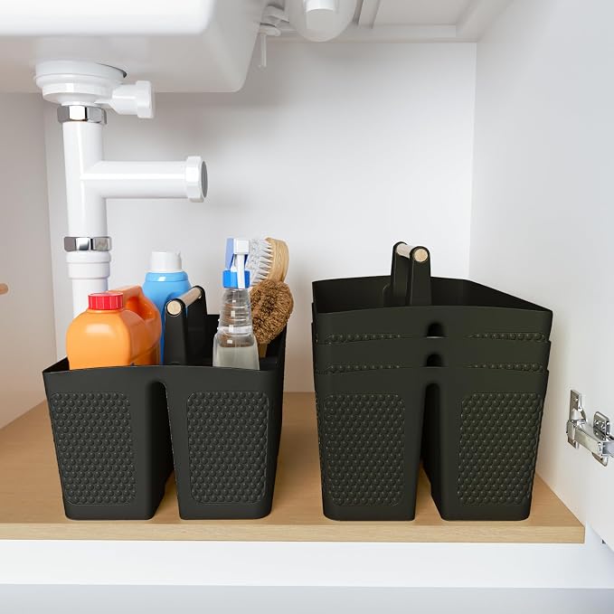 Shower Caddy Portable and Cleaning Caddy Organizer for Bathroom, Kitchen, Toiletries Storage ，Caddy organizer with handle, Rust-Resistant, Durable Material (Black, 9.36" L×7.73" W×7.24" H) - Image 7