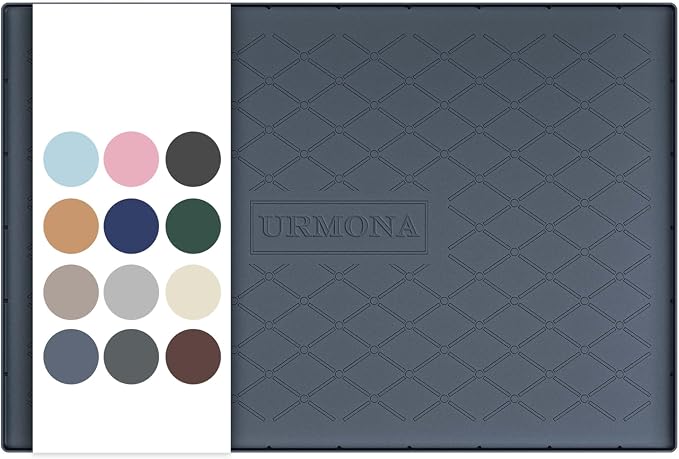 URMONA 31" x 22" Waterproof Silicone Mat in Multiple Sizes & Colors, Under Sink Mat for Kitchen & Bathroom, Pet Food Pad for Dogs & Cats, Kitchen Cabinet Liner, Multi-Purpose for Storage(Dark Grey) by URMONA