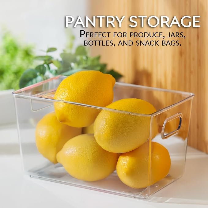 Set of 6 Clear Plastic Storage Bins With Handles, Containers To Organize Pantry, Fridge, Cabinet, Kitchen, Countertop, Closet, Cupboard, Home Organization and Storage - Image 7