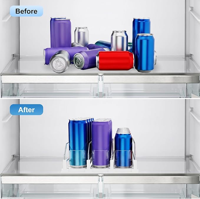 Dayacoco Drink Organizer,Soda Drink Dispenser For Fridge,Fridge Can Drink Organizer,12oz 16oz 20oz-Soda Automatic Dispenser For Fridge And Adjustable Width-Holds Up To 15 Cans,3 Rows - Image 5