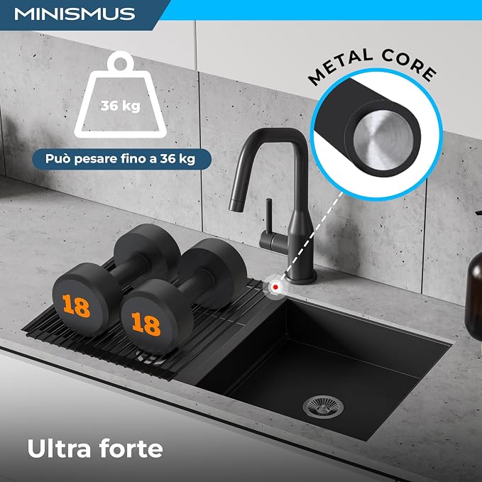 Minismus Over Sink Drying Rack - 13x17 Inches, Black, Roll Up Dish Drying Rack for Kitchen Sink - Image 3