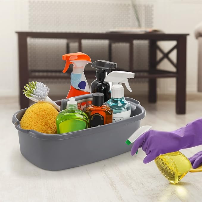 TOPZEA 2 Pack Cleaning Supplies Caddy, Large Plastic Cleaning Supply Organizer Bin with Handle, Cleaning Bucket Housekeeping Shower Tote Caddy Under Sink Tool Storage Basket for Dorm, Garden, Bathroom - Image 7