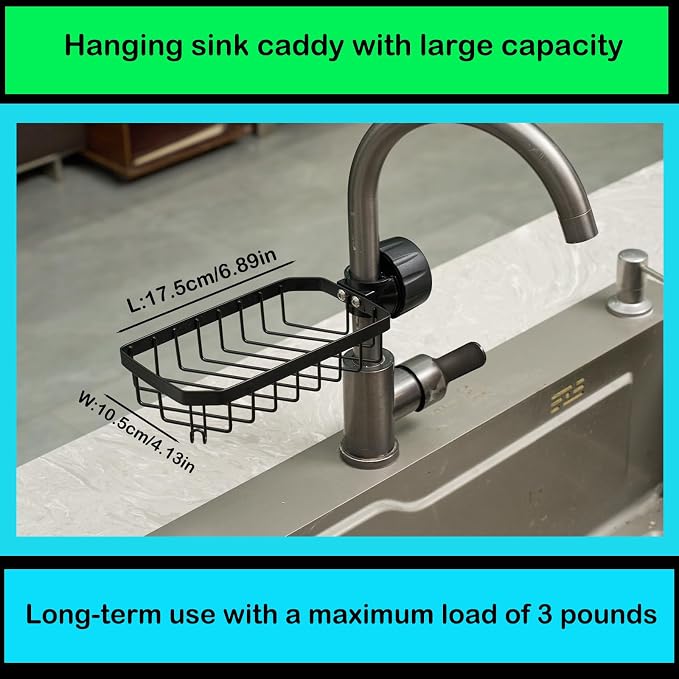 Kitchen Sink Sponge Holder over Faucet Caddy Organizer for Round Faucet - Image 9